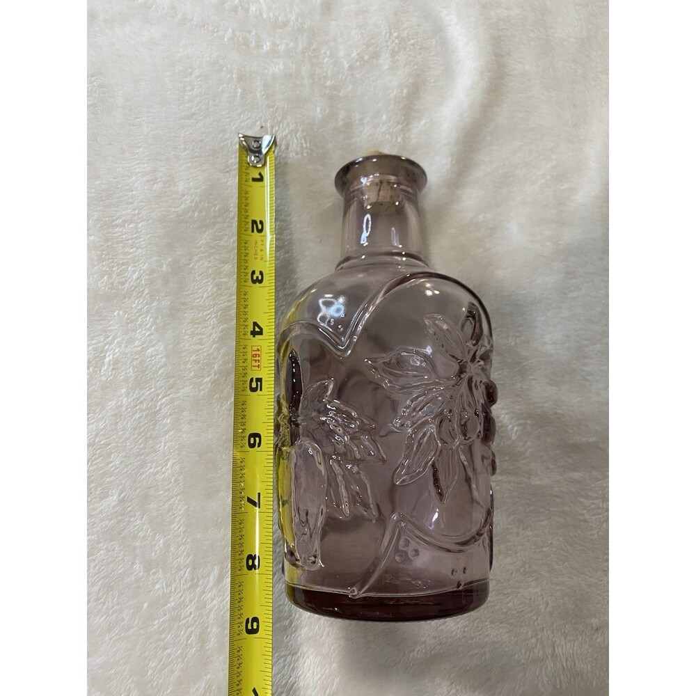 vintage 1980s Libbey of Canada embossed fruit glass decanter Purple Victorian 3D - Picture 10 of 11